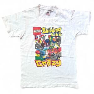 Vintage Lego Building Like Crazy City T Shirt Single Stitch Yth 14 16 USA Made
